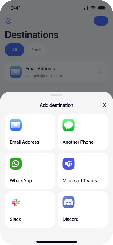 Selecting Discord as SMS destination in Re:Text iPhone app