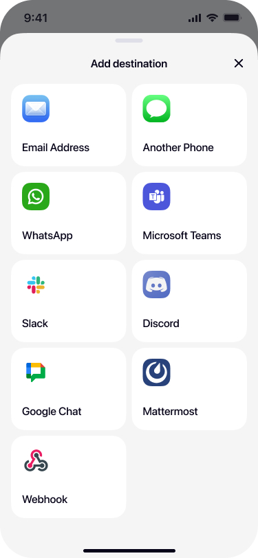 Selecting Webhook as SMS forwarding destination in Re:Text iPhone app